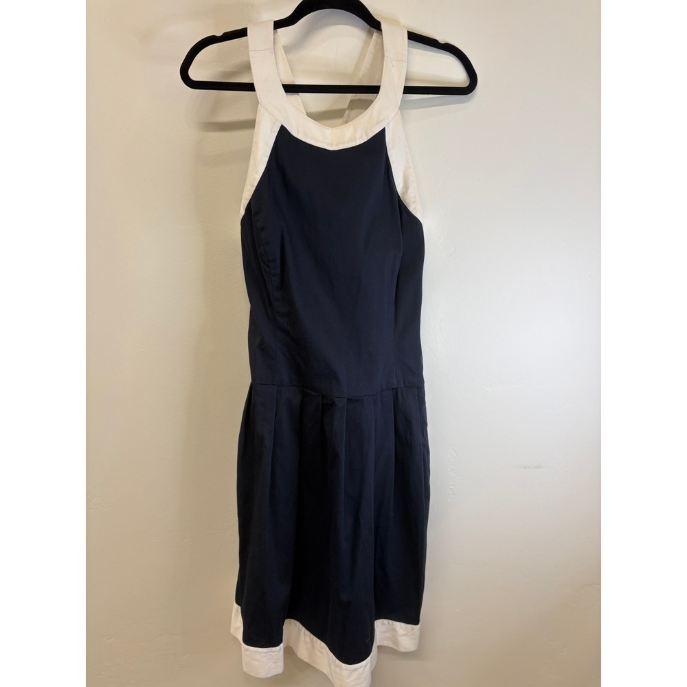 Lauren Ralph Lauren Navy Blue Sailor Dress Y2K Nautical Halter Drop Waist 12